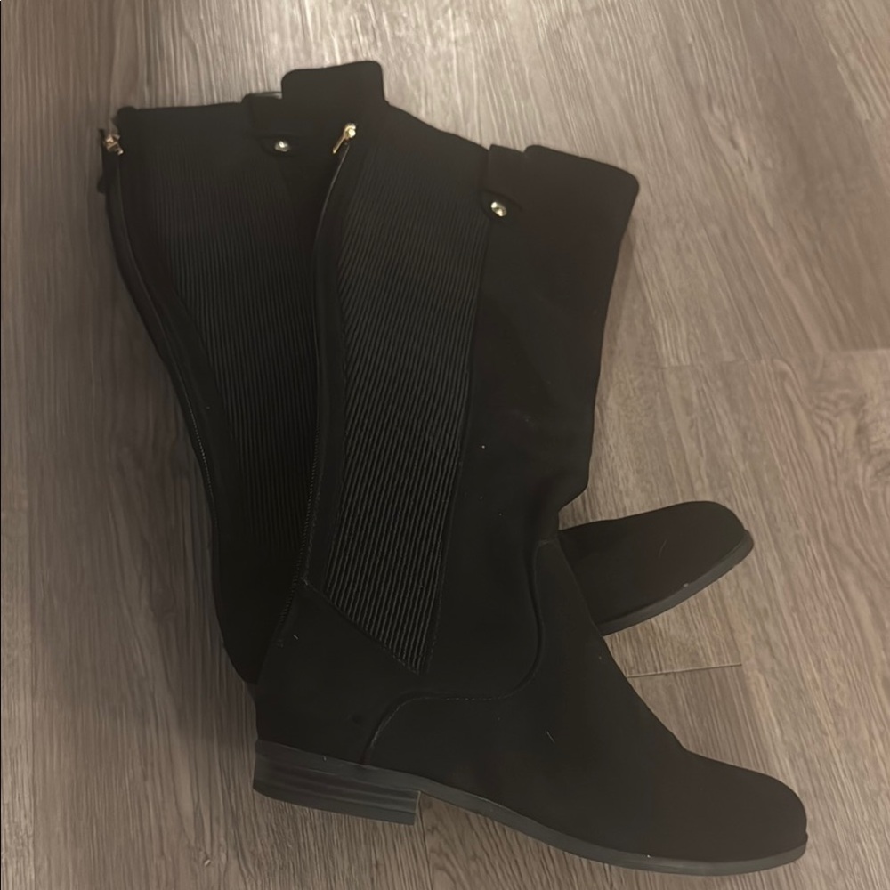 Anne Klein Size 6.5 Black Suede/Elastic Knee High Riding Boots NEW Audrey iFlex - Picture 13 of 16